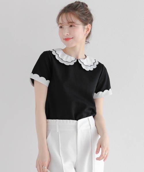 fitmore 刺繍ダブルカラーレイヤードロングスリーブトップス 刺繍ダブルカラーレイヤードトップス（その他トップス）｜Fit more