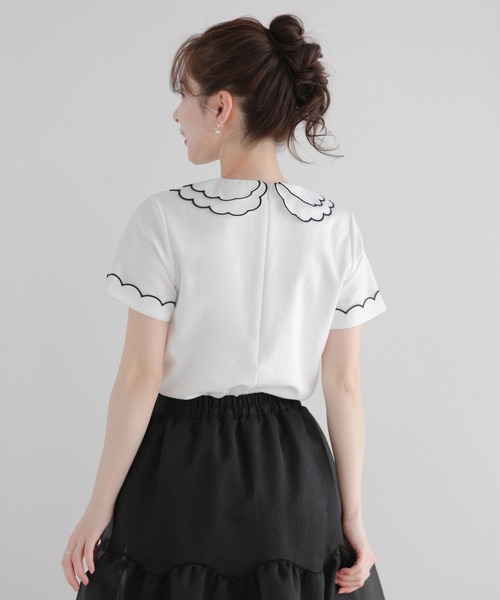 Fit more(フィットモア)の「刺繍ダブルカラーレイヤードトップス(その他トップス・レディース・ブラック/ホワイト/ピンク/ホワイト×ピンク・FREE)」の8枚目の写真