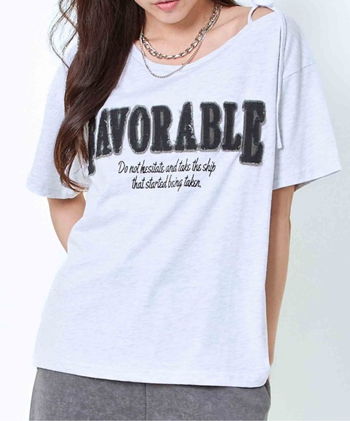 GORGE（ゴージ）の「《ワンショル×ツイルテープ》レディース ロゴTシャツ 抜け感 トップス 夏秋 ストリート（Tシャツ/カットソー・レディース・チャコール/オートミール/ブラック・F）」の4枚目の写真