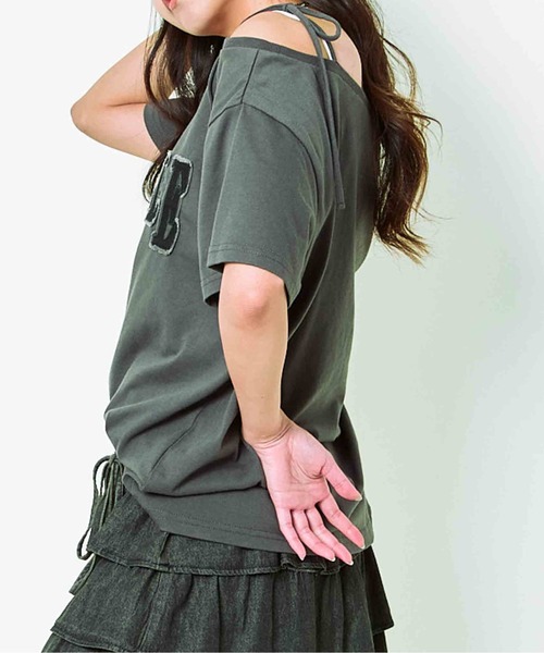 GORGE（ゴージ）の「《ワンショル×ツイルテープ》レディース ロゴTシャツ 抜け感 トップス 夏秋 ストリート（Tシャツ/カットソー・レディース・チャコール/オートミール/ブラック・F）」の10枚目の写真
