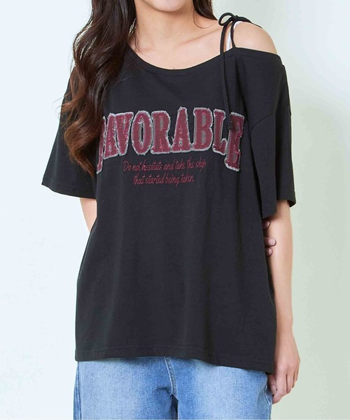 GORGE（ゴージ）の「《ワンショル×ツイルテープ》レディース ロゴTシャツ 抜け感 トップス 夏秋 ストリート（Tシャツ/カットソー・レディース・チャコール/オートミール/ブラック・F）」の12枚目の写真