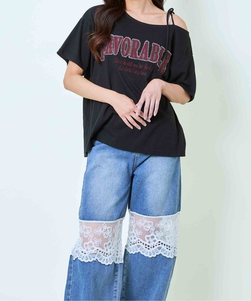 GORGE（ゴージ）の「《ワンショル×ツイルテープ》レディース ロゴTシャツ 抜け感 トップス 夏秋 ストリート（Tシャツ/カットソー・レディース・チャコール/オートミール/ブラック・F）」の13枚目の写真
