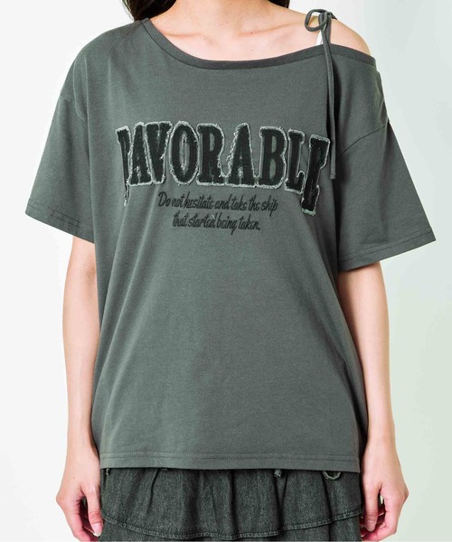 GORGE（ゴージ）の「《ワンショル×ツイルテープ》レディース ロゴTシャツ 抜け感 トップス 夏秋 ストリート（Tシャツ/カットソー・レディース・チャコール/オートミール/ブラック・F）」の16枚目の写真