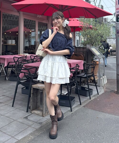 mline（エムライン）の「[mline]半袖ロゴスウェット（Tシャツ/カットソー・レディース・グレー/ネイビー/ピンク・FREE）」の16枚目の写真