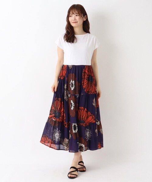 one'sterrace（ワンズテラス）の「リゾート コンビビッグフラワーワンピース（ワンピース・レディース・ベージュ系8/アイボリー系8/ネイビー系5・02）」の19枚目の写真