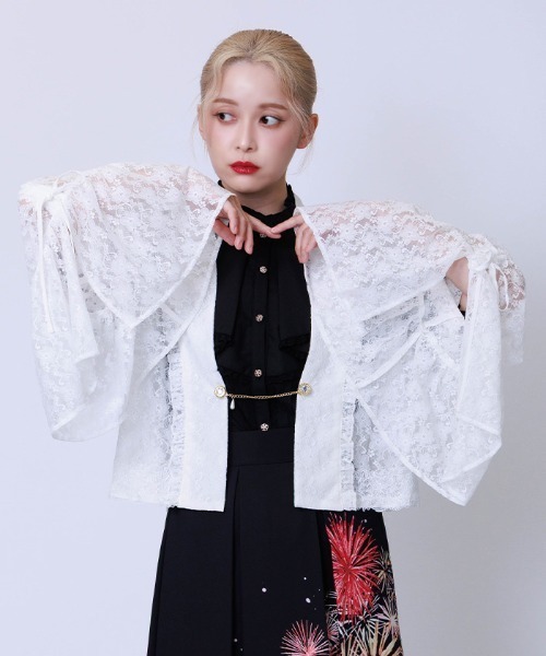 セール】ドロストリボン総レースボレロ(カーディガン/ボレロ)|axes セール】ドロストリボン総レースボレロ(カーディガン/ボレロ)|axes