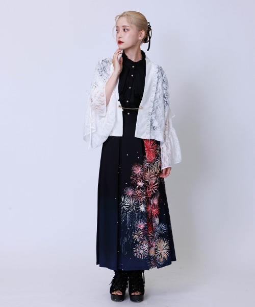 axes femme（アクシーズファム）の「ドロストリボン総レースボレロ（カーディガン/ボレロ・レディース・ネイビー/ブラック/ホワイト/ダークグリーン・FREE）」の13枚目の写真