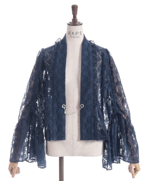 axes femme（アクシーズファム）の「ドロストリボン総レースボレロ（カーディガン/ボレロ・レディース・ネイビー/ブラック/ホワイト/ダークグリーン・FREE）」の17枚目の写真