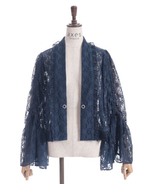 axes femme（アクシーズファム）の「ドロストリボン総レースボレロ（カーディガン/ボレロ・レディース・ネイビー/ブラック/ホワイト/ダークグリーン・FREE）」の20枚目の写真