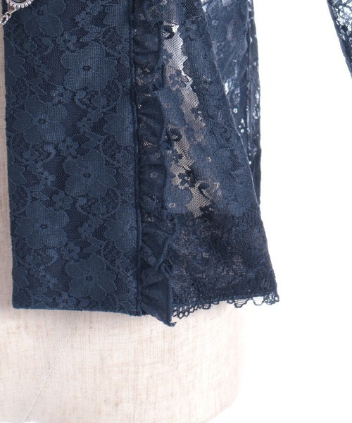 axes femme（アクシーズファム）の「ドロストリボン総レースボレロ（カーディガン/ボレロ・レディース・ネイビー/ブラック/ホワイト/ダークグリーン・FREE）」の21枚目の写真