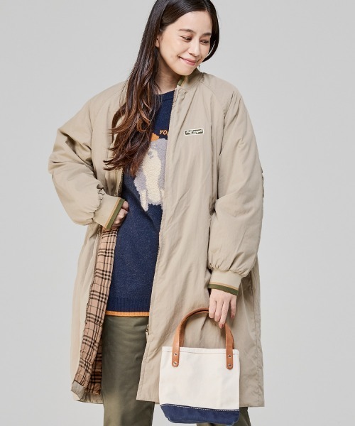 KRIFF MAYER Lady's Collection(クリフメイヤーレディースコレクション)の「【軽い・暖かい・膝丈】ロングスタジャン(その他アウター・レディース・カラフル/セージグリーン/クリーム/ネイビー/ベージュ・LARGE/MEDIUM)」の2枚目の写真