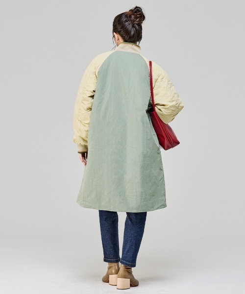 KRIFF MAYER Lady's Collection(クリフメイヤーレディースコレクション)の「【軽い・暖かい・膝丈】ロングスタジャン(その他アウター・レディース・カラフル/セージグリーン/クリーム/ネイビー/ベージュ・LARGE/MEDIUM)」の12枚目の写真