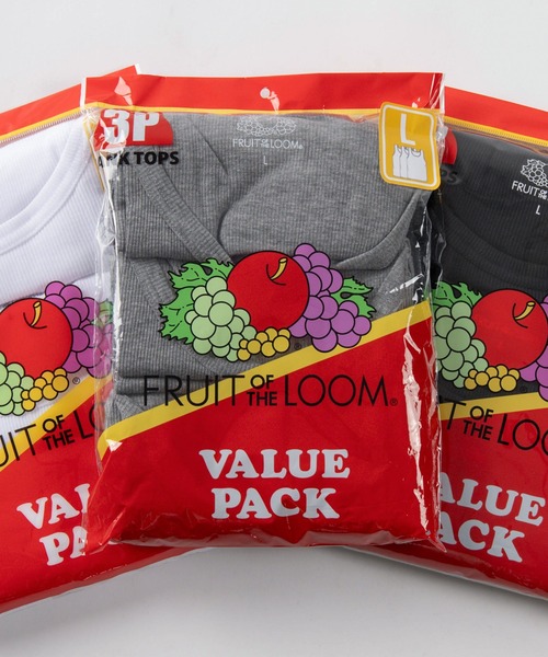 FRUIT OF THE LOOM(フルーツオブザルーム)の「【73】【Fruit of the Loom/フルーツオブザルーム】リブタンクトップ 3枚セット(タンクトップ・メンズ・ホワイト/ブラック/グレー・L/XL/M)」の3枚目の写真