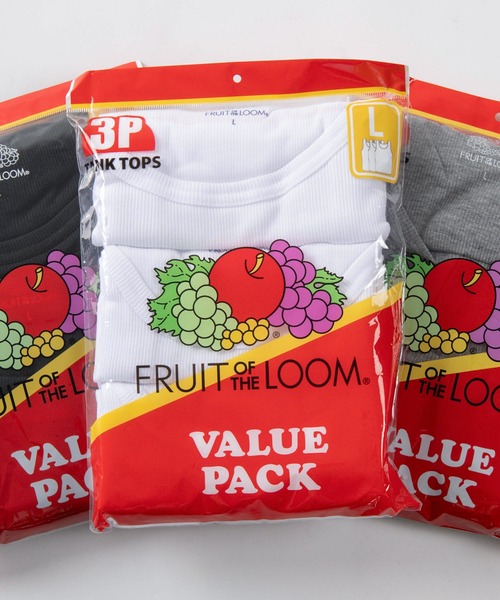 FRUIT OF THE LOOM(フルーツオブザルーム)の「【73】【Fruit of the Loom/フルーツオブザルーム】リブタンクトップ 3枚セット(タンクトップ・メンズ・ホワイト/ブラック/グレー・L/XL/M)」の2枚目の写真