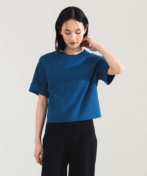 Demi-Luxe BEAMS（デミルクス ビームス）の「AK+1 / 総針 ショート ニット［手洗い可］（ニット/セーター・レディース・グレー/ブルー/ブラック・ONE SIZE）」の3枚目の写真