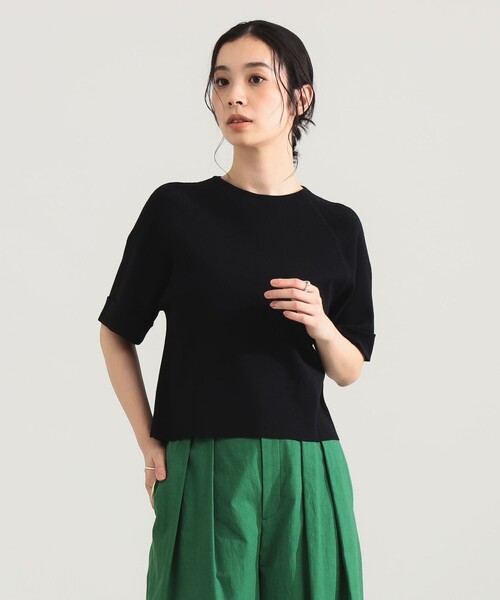 Demi-Luxe BEAMS（デミルクス ビームス）の「AK+1 / 総針 ショート ニット［手洗い可］（ニット/セーター・レディース・グレー/ブルー/ブラック・ONE SIZE）」の2枚目の写真