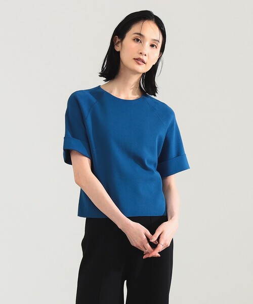 Demi-Luxe BEAMS（デミルクス ビームス）の「AK+1 / 総針 ショート ニット［手洗い可］（ニット/セーター・レディース・グレー/ブルー/ブラック・ONE SIZE）」の7枚目の写真