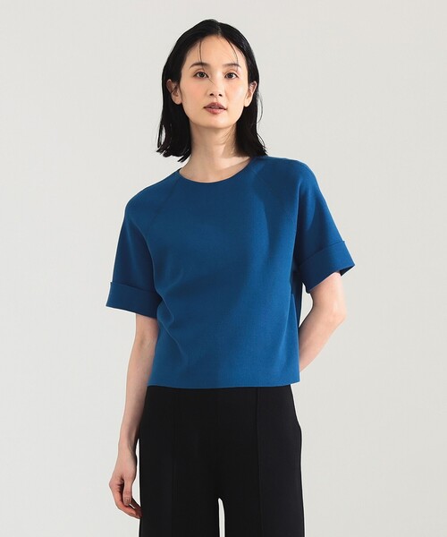 Demi-Luxe BEAMS（デミルクス ビームス）の「AK+1 / 総針 ショート ニット［手洗い可］（ニット/セーター・レディース・グレー/ブルー/ブラック・ONE SIZE）」の8枚目の写真