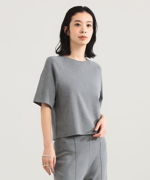 Demi-Luxe BEAMS（デミルクス ビームス）の「AK+1 / 総針 ショート ニット［手洗い可］（ニット/セーター・レディース・グレー/ブルー/ブラック・ONE SIZE）」の12枚目の写真