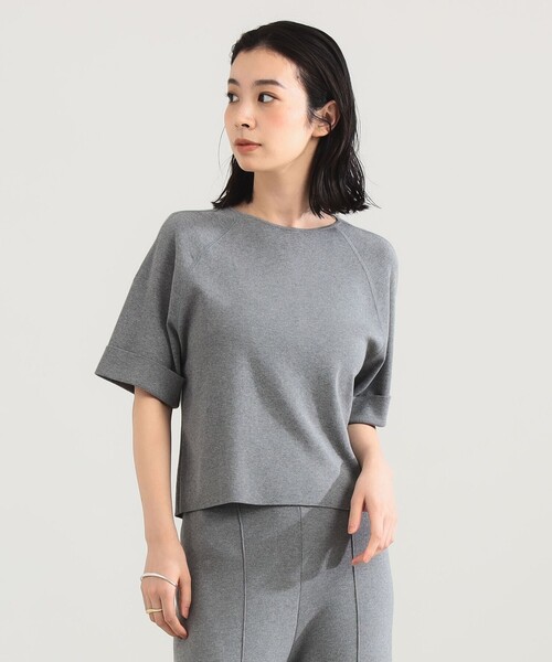 Demi-Luxe BEAMS（デミルクス ビームス）の「AK+1 / 総針 ショート ニット［手洗い可］（ニット/セーター・レディース・グレー/ブルー/ブラック・ONE SIZE）」の13枚目の写真