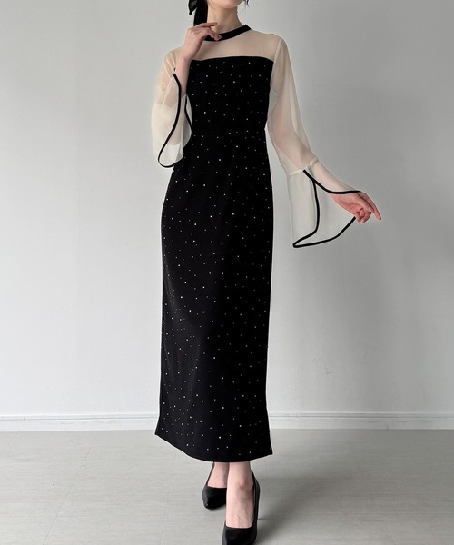 セール】ベルスリーブキラキラタイトドレス（ドレス）｜JUNOAH