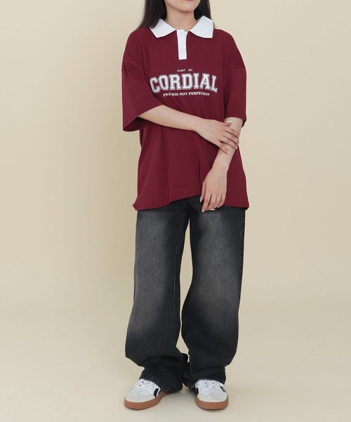 WOND(ウォンド)の「WOND/バイカラーロゴポロ(Tシャツ/カットソー・レディース・ホワイト/ワイン・FREE)」の4枚目の写真