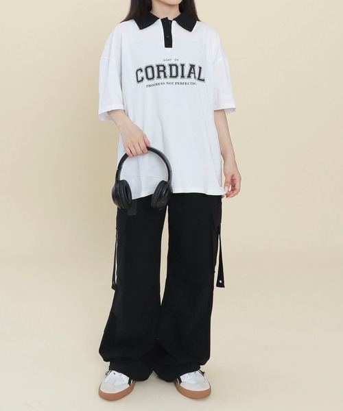 WOND(ウォンド)の「WOND/バイカラーロゴポロ(Tシャツ/カットソー・レディース・ホワイト/ワイン・FREE)」の3枚目の写真