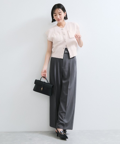 VIS（ビス）の「くるみ釦ニットトップスカーデ/洗える（カーディガン/ボレロ・レディース・オフホワイト/ピンク/ブラック系その他・FREE）」の7枚目の写真