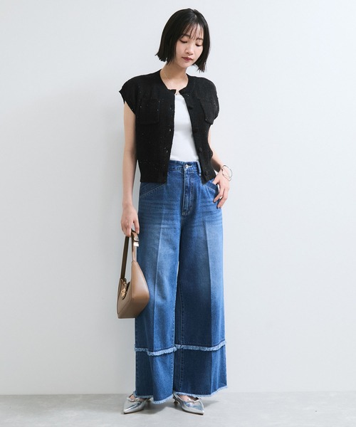 VIS（ビス）の「くるみ釦ニットトップスカーデ/洗える（カーディガン/ボレロ・レディース・オフホワイト/ピンク/ブラック系その他・FREE）」の11枚目の写真