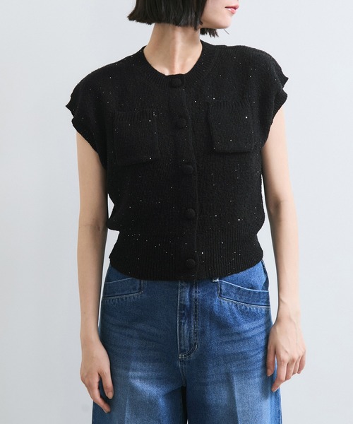 VIS（ビス）の「くるみ釦ニットトップスカーデ/洗える（カーディガン/ボレロ・レディース・オフホワイト/ピンク/ブラック系その他・FREE）」の15枚目の写真