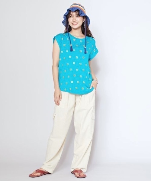 チャイハネ(チャイハネ)の「【チャイハネ】メニサンTシャツ(Tシャツ/カットソー・レディース・ターコイズブルー/ホワイト/イエロー・FREE)」の5枚目の写真
