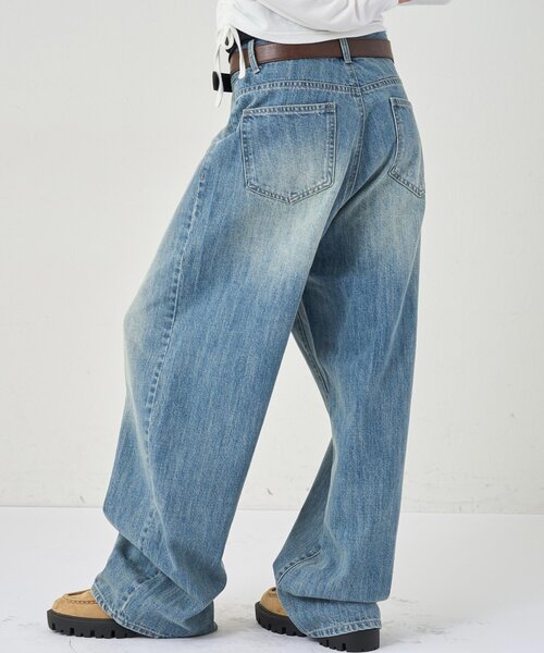 WHO'S WHO gallery（フーズフーギャラリー）の「スラッシュポケットデニム（デニムパンツ・レディース・ネイビー/ダークブルー/サックスブルー・SMALL/MEDIUM/LARGE/X-SMALL）」の13枚目の写真