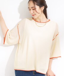 Cutie Blonde（キューティーブロンド）の「【S-LL/2点セット】配色使いがアクセント 半袖ニット+タンクトップ（その他トップス・レディース）」