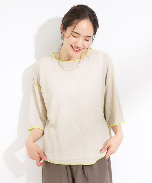 Cutie Blonde（キューティーブロンド）の「【S-LL/2点セット】配色使いがアクセント 半袖ニット+タンクトップ（その他トップス・レディース・ブルー系4/ブラック系4/アイボリー系4/ライトグレー系4・04/03/02/01）」の16枚目の写真