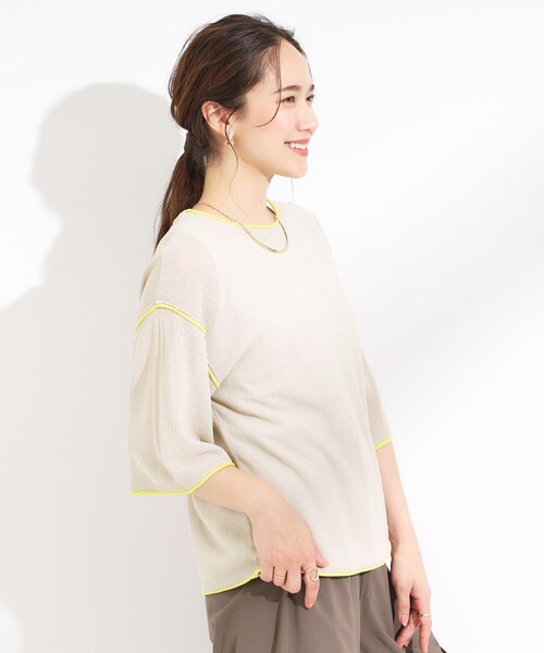 Cutie Blonde（キューティーブロンド）の「【S-LL/2点セット】配色使いがアクセント 半袖ニット+タンクトップ（その他トップス・レディース・ブルー系4/ブラック系4/アイボリー系4/ライトグレー系4・04/03/02/01）」の17枚目の写真