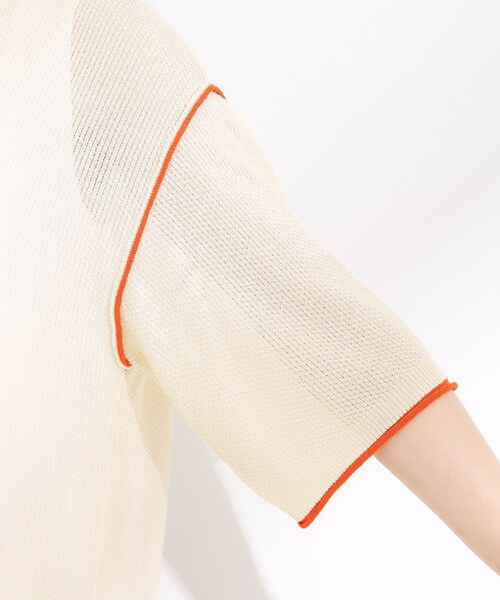 Cutie Blonde（キューティーブロンド）の「【S-LL/2点セット】配色使いがアクセント 半袖ニット+タンクトップ（その他トップス・レディース・ブルー系4/ブラック系4/アイボリー系4/ライトグレー系4・04/03/02/01）」の5枚目の写真