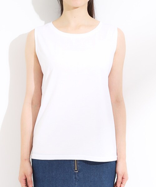 Cutie Blonde（キューティーブロンド）の「【S-LL/2点セット】配色使いがアクセント 半袖ニット+タンクトップ（その他トップス・レディース・ブルー系4/ブラック系4/アイボリー系4/ライトグレー系4・04/03/02/01）」の7枚目の写真