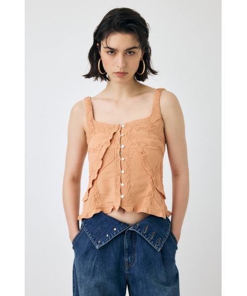 MOUSSY（マウジー）の「BUTTON UP SMOCKING キャミソール（キャミソール・レディース・ブラック/オフホワイト/オレンジ系その他・FREE）」の3枚目の写真