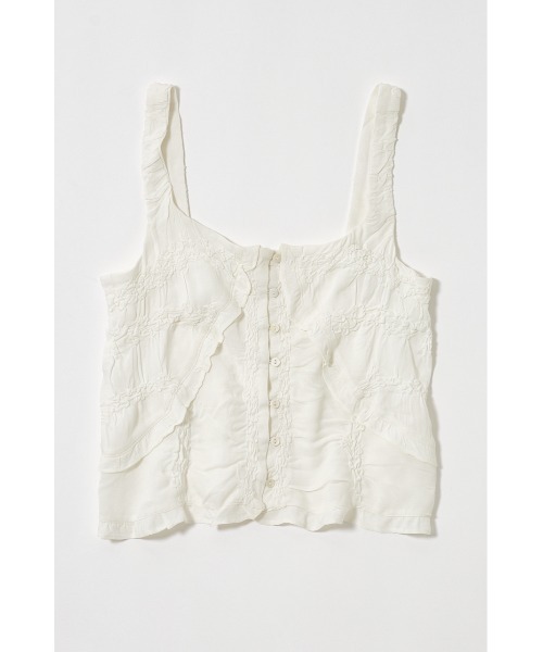 MOUSSY マウジー　M_ EMBROIDERY キャミソール セール】BUTTON UP SMOCKING キャミソール（キャミソール