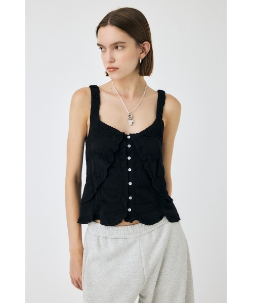 MOUSSY（マウジー）の「BUTTON UP SMOCKING キャミソール（キャミソール・レディース・ブラック/オフホワイト/オレンジ系その他・FREE）」の4枚目の写真