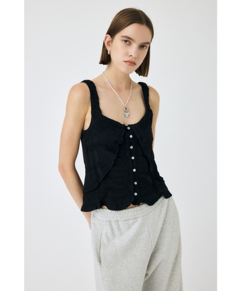 MOUSSY（マウジー）の「BUTTON UP SMOCKING キャミソール（キャミソール・レディース・ブラック/オフホワイト/オレンジ系その他・FREE）」の9枚目の写真