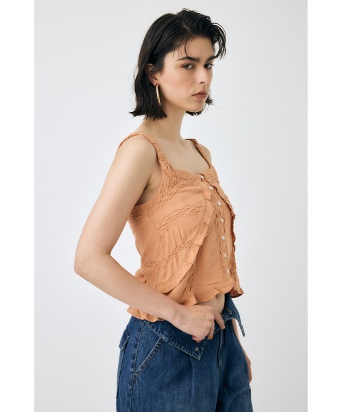 MOUSSY（マウジー）の「BUTTON UP SMOCKING キャミソール（キャミソール・レディース・ブラック/オフホワイト/オレンジ系その他・FREE）」の16枚目の写真