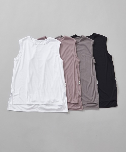 Julier Yoga and Relax（ジュリエヨガアンドリラックス）の「Julier フィールフライスノースリーブトップス（Tシャツ/カットソー・レディース・グレー/ホワイト/ネイビー/ラベンダー・FREE）」の5枚目の写真