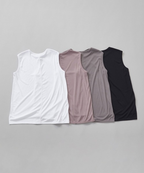 Julier Yoga and Relax（ジュリエヨガアンドリラックス）の「Julier フィールフライスノースリーブトップス（Tシャツ/カットソー・レディース・グレー/ホワイト/ネイビー/ラベンダー・FREE）」の6枚目の写真