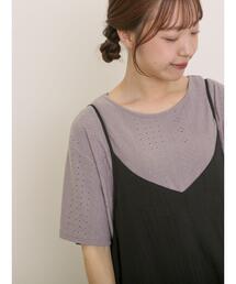 フリル カットソー ブラウン Tシャツ/カットソー（ブラウン/茶色系・フリル）ファッション