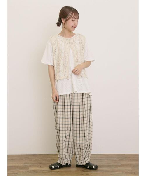 Samansa Mos2(サマンサ モスモス)の「アイレット切替フリルカットソー(Tシャツ/カットソー・レディース・ブラック/オフホワイト/モカ/ピンク・F)」の10枚目の写真