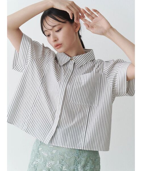 TONAL（トーナル）の「パジャマデザインシャツ（シャツ/ブラウス・レディース・ライトブルー/オフホワイト/チャコールグレー・MEDIUM）」の2枚目の写真