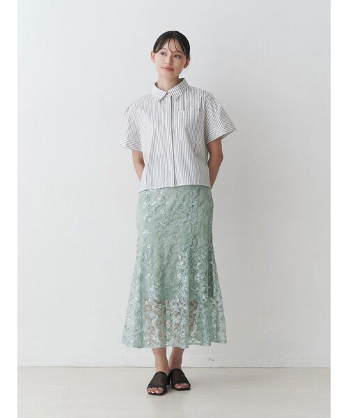 TONAL（トーナル）の「パジャマデザインシャツ（シャツ/ブラウス・レディース・ライトブルー/オフホワイト/チャコールグレー・MEDIUM）」の7枚目の写真
