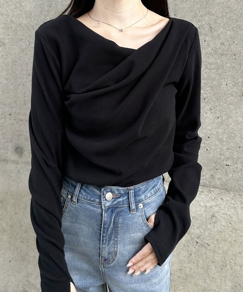 GeeRA(ジーラ)の「ドレープデザイン起毛リブカットソー(Tシャツ/カットソー・レディース・サンドグレー/オフホワイト/グレー/ブラック・MEDIUM/LARGE/X-LARGE)」の21枚目の写真