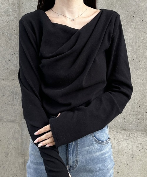 GeeRA(ジーラ)の「ドレープデザイン起毛リブカットソー(Tシャツ/カットソー・レディース・サンドグレー/オフホワイト/グレー/ブラック・MEDIUM/LARGE/X-LARGE)」の22枚目の写真